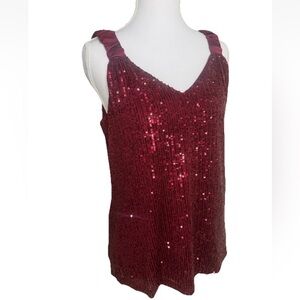 Vince Camuto Dark Red Sequin Tank Top